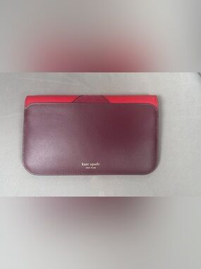 Kate Spade Nadine Patchwork Red Leather Suede Clutch Wallet
